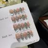 10pcs High End Cat Eye Full Rhinestone Handmade French Tip Short Coffin Fake Nails