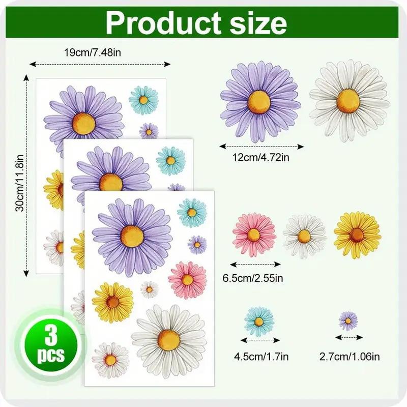3 Pcs Floral Wheel Trash Can Stickers Self-Adhesive Pvc Decals Daisy Garbage Can Stickers Fridges Home & Wall Decor Weatherproof