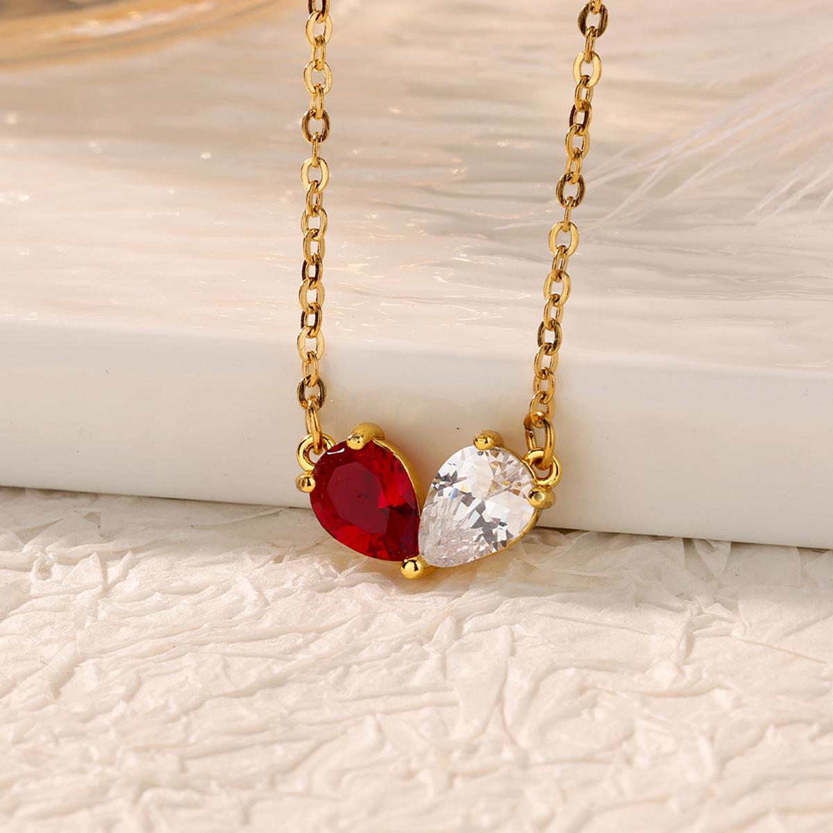 

Colored Heart Water Droplet Zircon Stainless Steel Necklaces Women 18K Gold-plated Choker Religious Wedding Jewelry Accessories