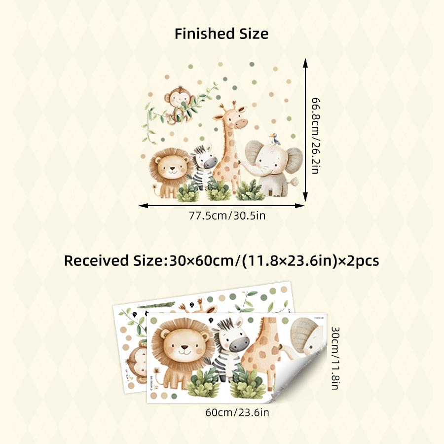 Cartoon Jungle Animal Wall Stickers Home Decoration Removable Decals For Kids Room Nursery Decor Wall Art