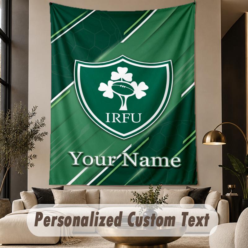 Custom Text Tapestry Ireland Rugby Print Wall Tapestry Indoor Living Room Wall Decor