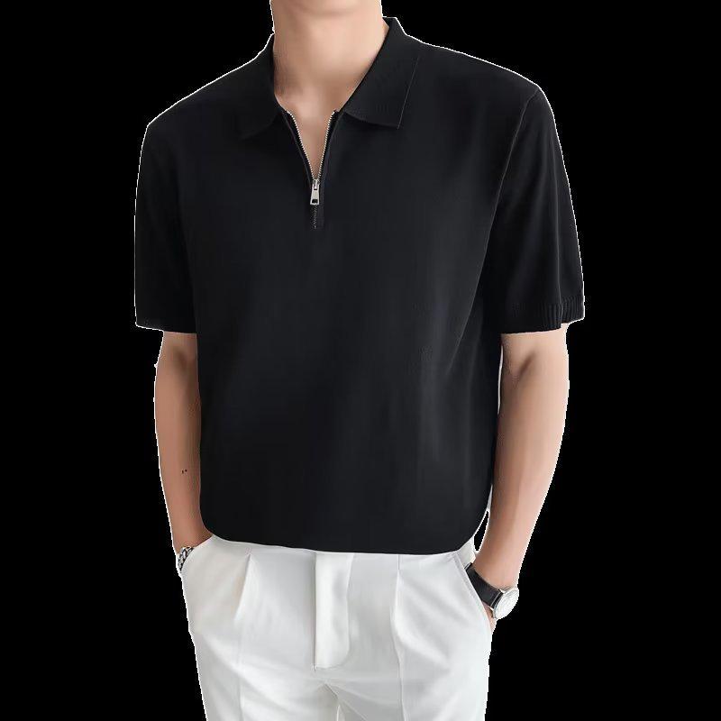 Men's Summer Casual Polo Shirt - Solid Color, Lightweight, Loose Fit, Lapel, Short Sleeves