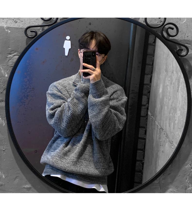 Herren Strickjacke im koreanischen Stil mit halbem Reißverschluss: Herbsttrend, gutaussehender & vielseitiger Strick-Rollkragenpullover mit Stehkragen.