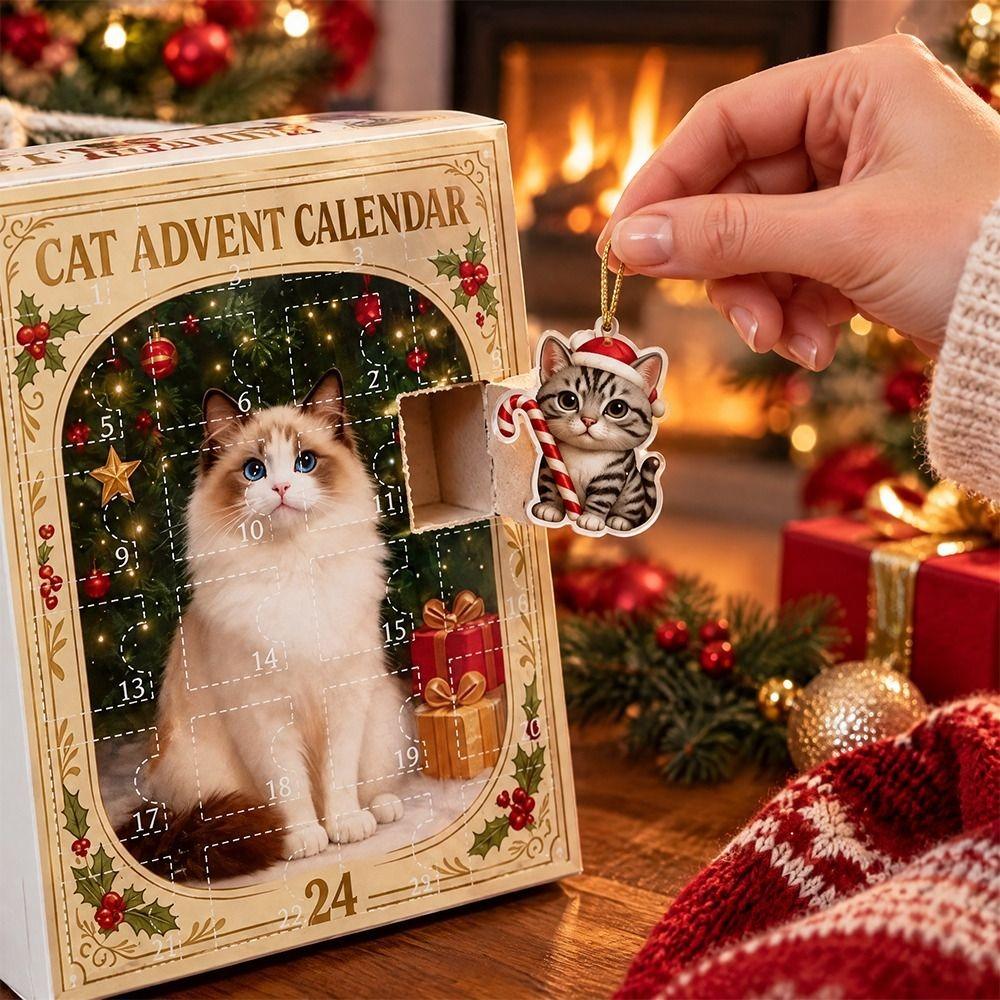 24 Boxes Christmas Countdown Calendar Cute Cat Advent Calendar Cat Calendar  Tree Decoration