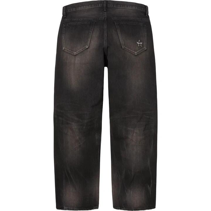 Supreme Distressed Loose Fit Selvedge Jean Washed Black