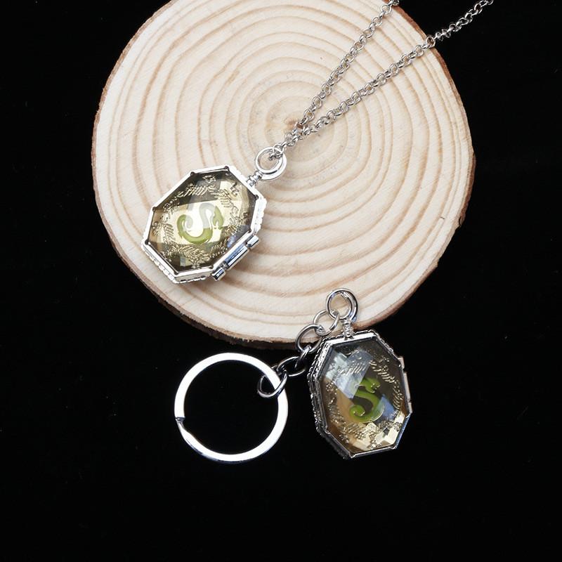 Harry Potter Slytherin Pendant Necklace With Box Keychain For Harry Potter Fans