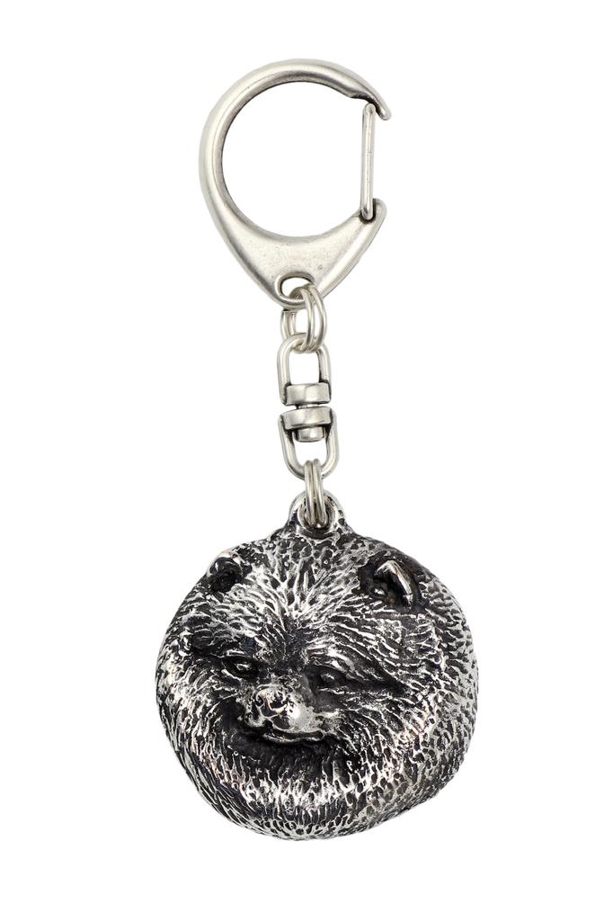 Pomeranian Dog, Pom Dog, Dwarf Spitz - Silver-plated Key Ring with Dog, Handbag Decoration, Backpack Pendant by Art-Dog Brand