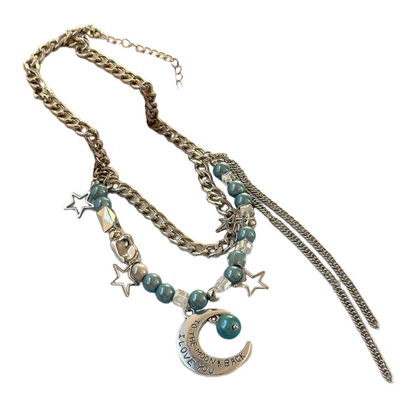 Ожерелье-чокер  Луна и Звезда  для Женщин Подростков Сладкая Стильная Цепочка на Ключицы Бусины Эстетичные Ожерелья Украшения Y2K Подарок 1