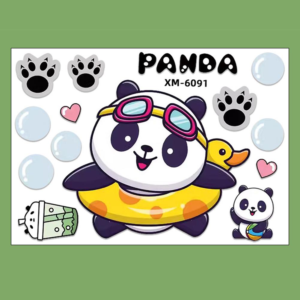 1Pc Motorcycle Bicycle Decal Helmet Car Waterproof Decals Lovely Pandas Night Sign Stickers Creative Exterior Decor Accessories