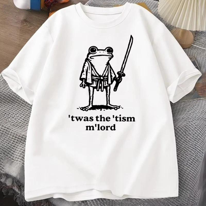 Twas The Tism M lord T-Shirt Funny Frog Wizard Autism T Shirt Casual Round Neck Short Sleeve We XL
