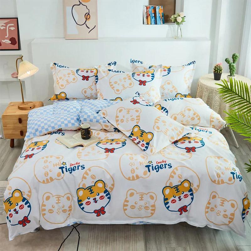 Cămin 1,2m Pătură de pat Husă de plapumă Cearșaf Set din trei piese Imprimeu Cuvertură Față de pernă Set de lenjerie de pat Bumbac Confort Lenjerie de pat Set din patru piese