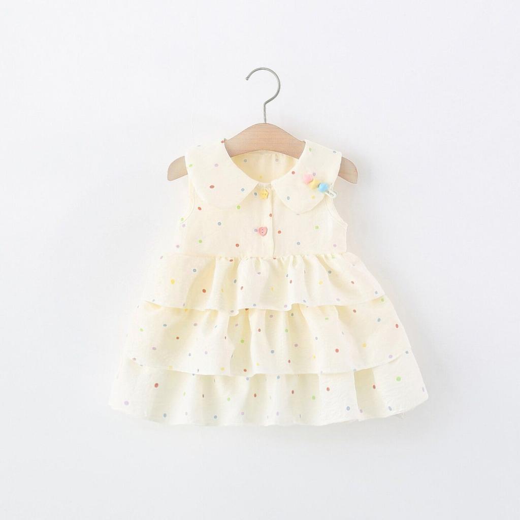 Sweet Fresh Polka Dot Bunny Ear Sleeveless Cotton Princess Dress for Infant Girls Cute Summer Casual Party Outfit