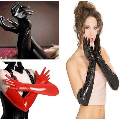 Gants longs ajustés en cuir sexy pour femme pour performance de Pole Dance