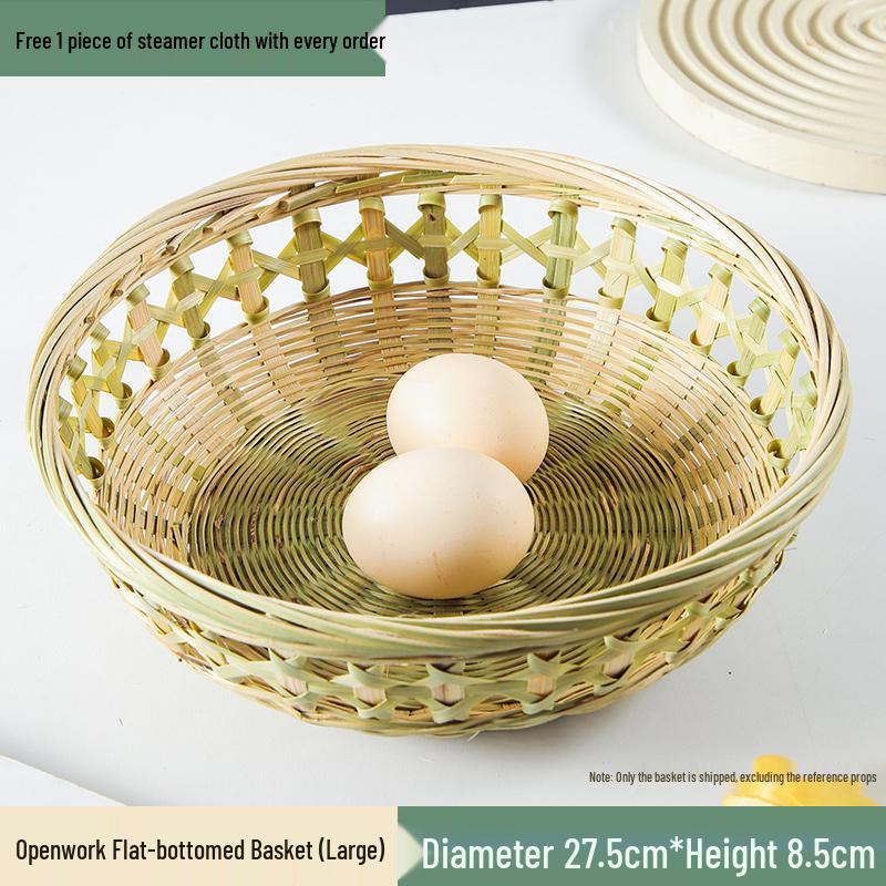 Bamboo Woven Basket: Multi-Use Storage, Fruit Plate, Steamed Bun, Winnowing, Dried Fruit, Candy, Kitchen Drainer, Vegetable Wash Basket