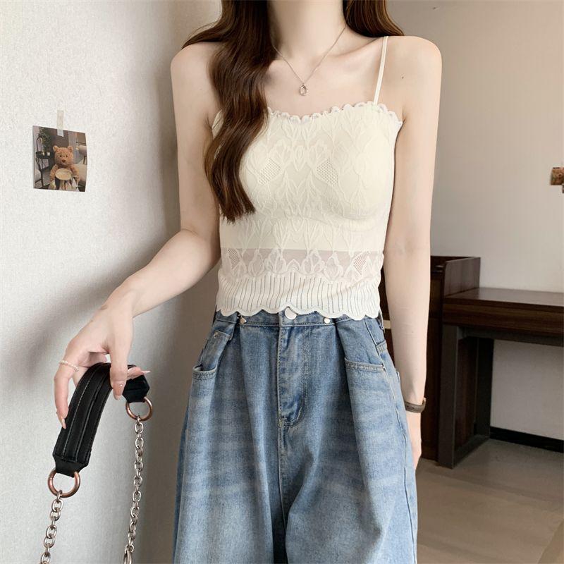 Women's Lace Camisole with Chest Pads: Beautiful Back, Bandeau, Lingerie, Outerwear, Sexy Summer Top