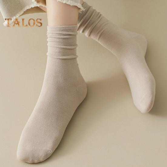 Women's Retro Mid-Calf Socks Warm Crew Socks Solid Color Cozy Stacking Socks No Pilling Soft Long Socks for Fall Winter