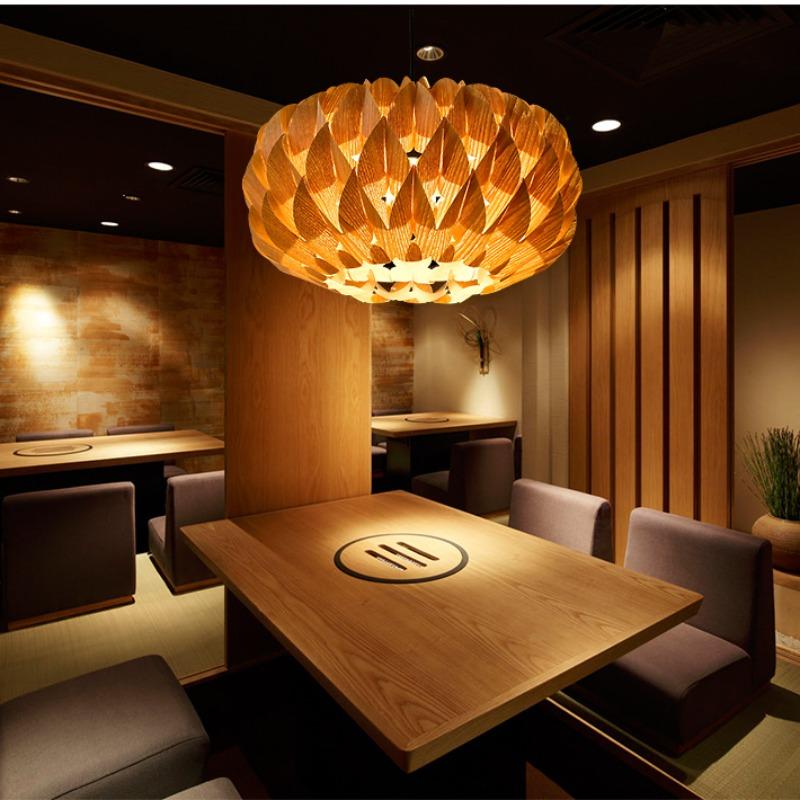 Solid Wood Restaurant Pendant Lamp Wooden Art Lamp Bedroom and Living Room Pendant Lamp