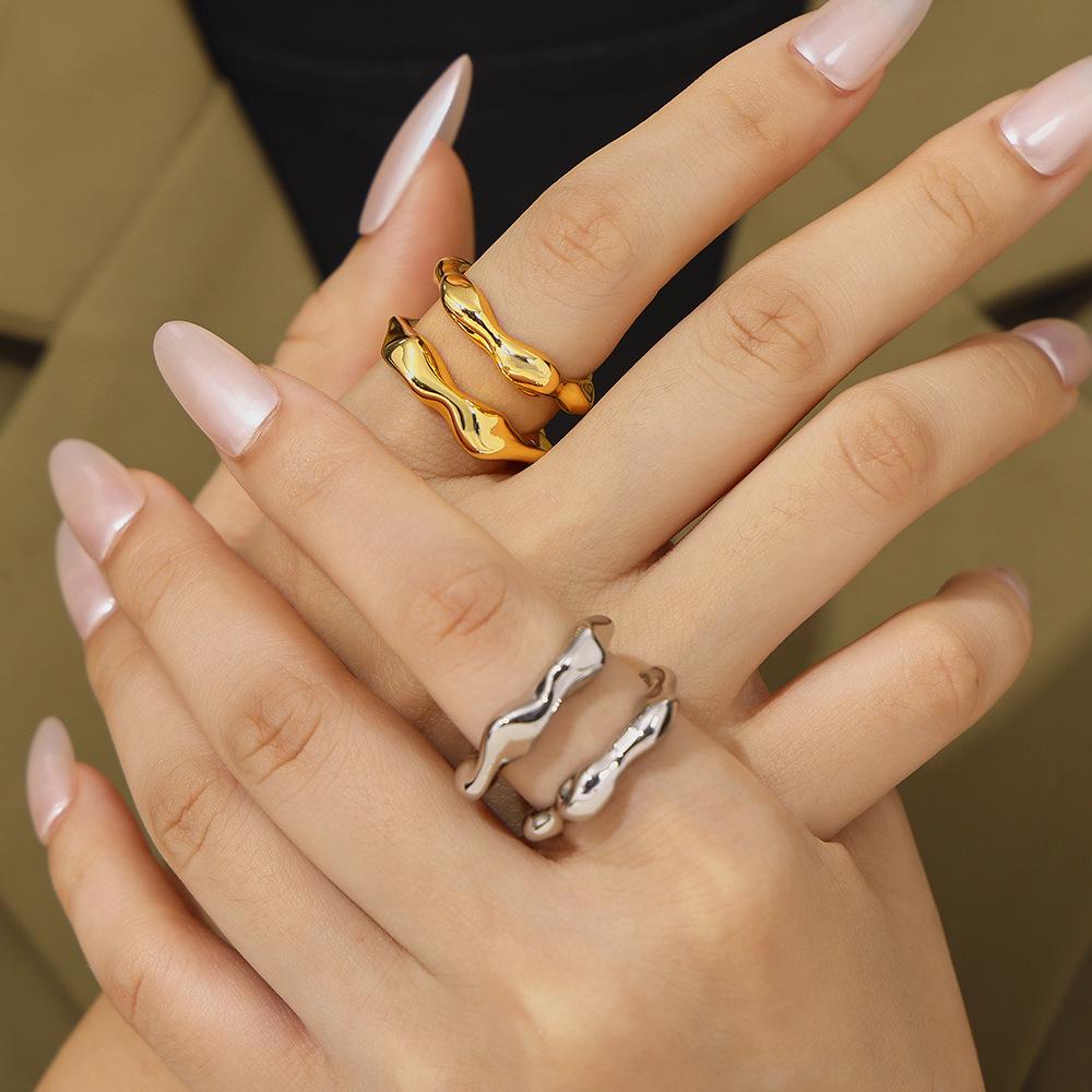 18K Gold-Plated Openwork Geometric Ring: European & American Style, Adjustable Copper Index Finger Accessory