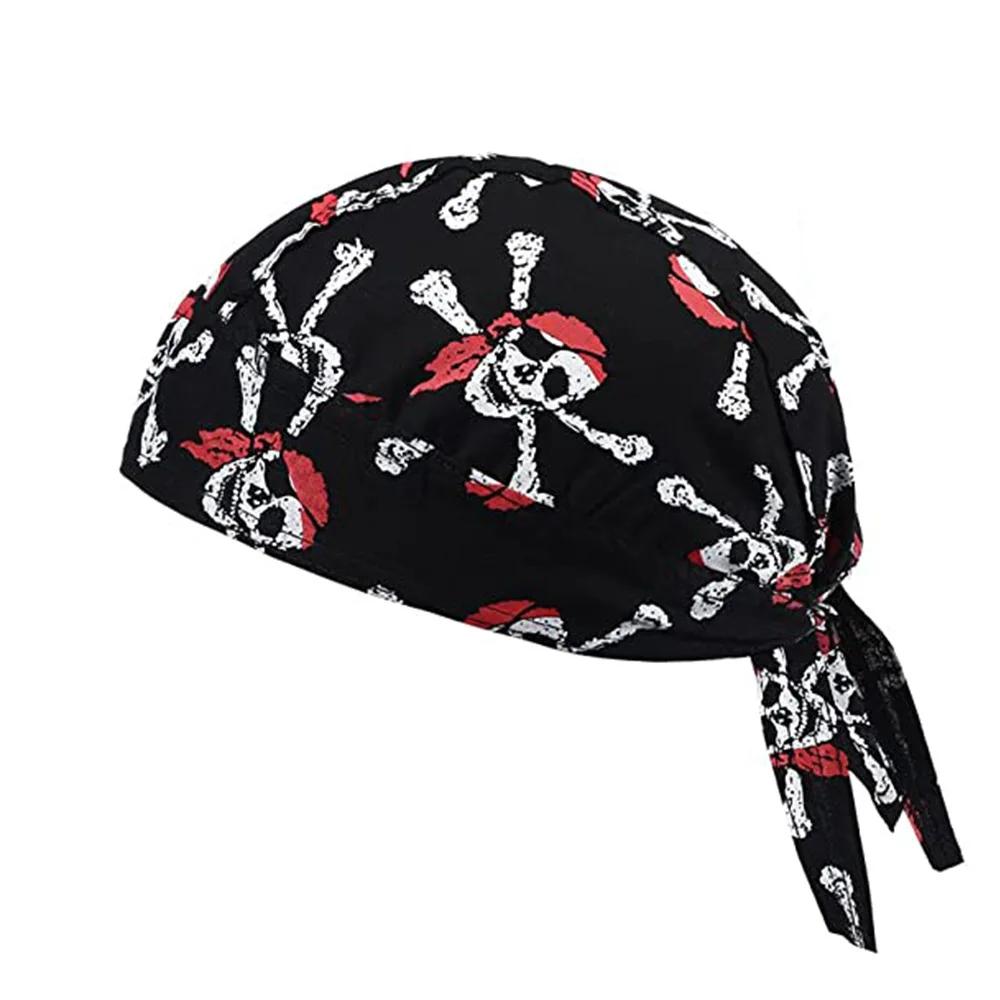 Unisex Motorcycle Biker Skull Cap Beanie Hip Hop Dance Butterfly Print Bandana Hat Helmet Liner Head Wrap Adjusted Pirate Scarf