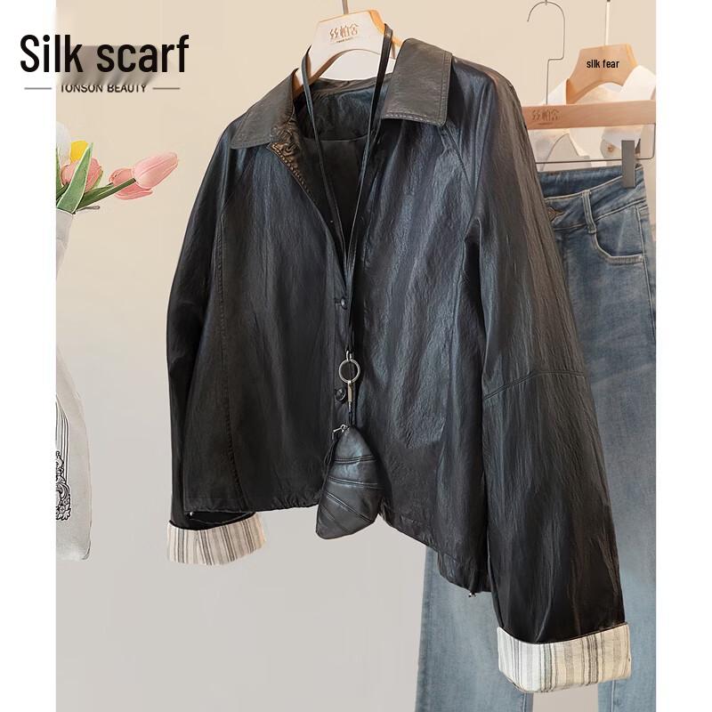 Sibai She Women s Striped Rolled Sleeve Lapel Jacket L