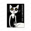 Interessante gatto che beve vino rosso Poster Pubblicità classica Alcool Champagne Pittura a olio Incisioni Soggiorno