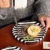 European Striped Ceramic Coffee Cup Saucer Modern Breakfast Dessert Plate Tea Cup Decorative Art Striped Coffee Cup 200 Ml Decor