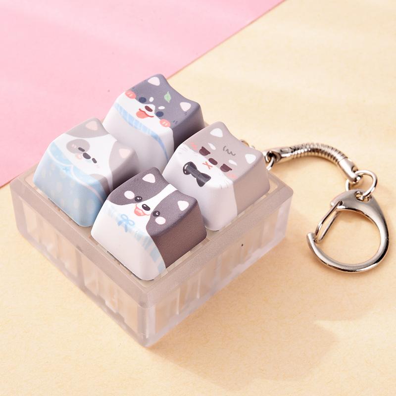 Cute Dog Squeeze Keychain Creative Stress Relief Fidget Pendant Mini Sensory Toy for Handbags Kids Party Gifts