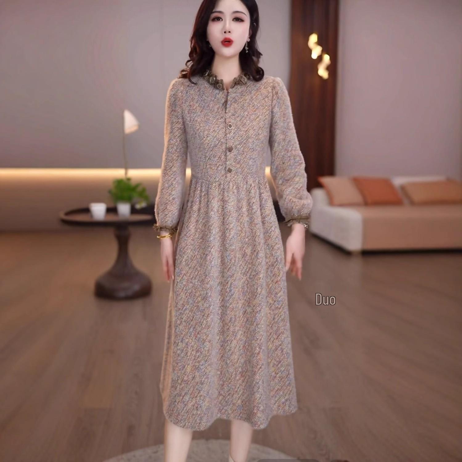 

Elegant Winter 2025 Mid-Length Plush Dress - Slimming, Fashionable & Age-Reducing M【85-105 lbs】