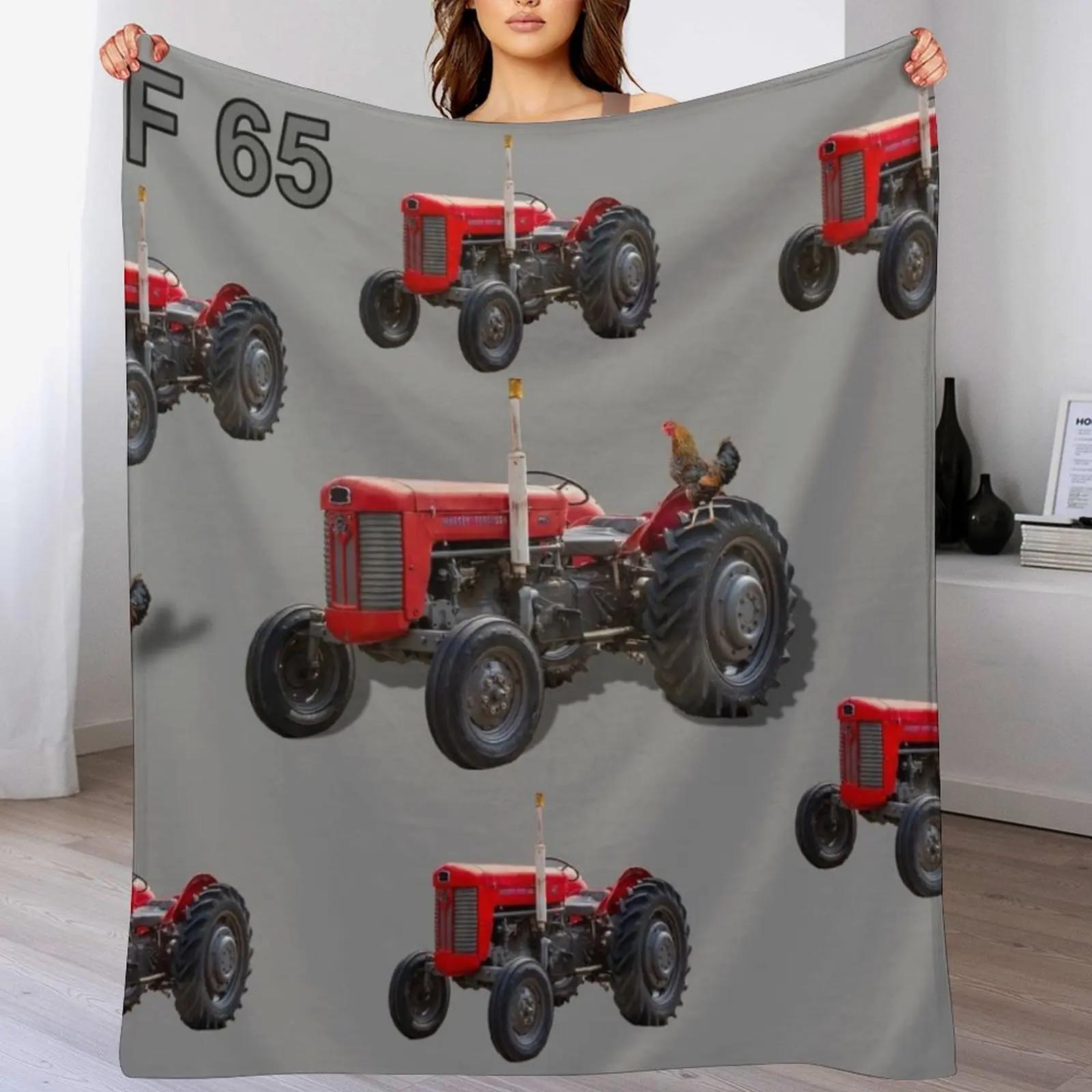 

Red tractor MF 65 and Charlie the chicken Throw Blanket Shaggy Furry Soft Blanket for Bedroom Living Room 102x76cm(40x30in)