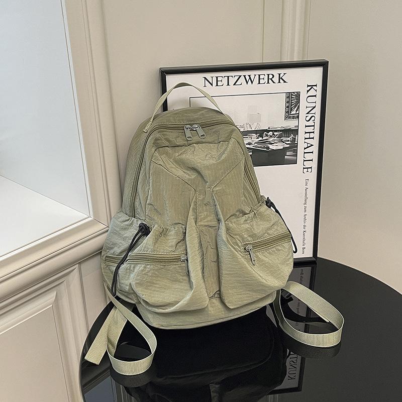 Japan and South Korea Leisure Travel Girls' Pleated Backpack New Lightweight and Fashionable Large Capacity Drawstring Backpack Student School Bag