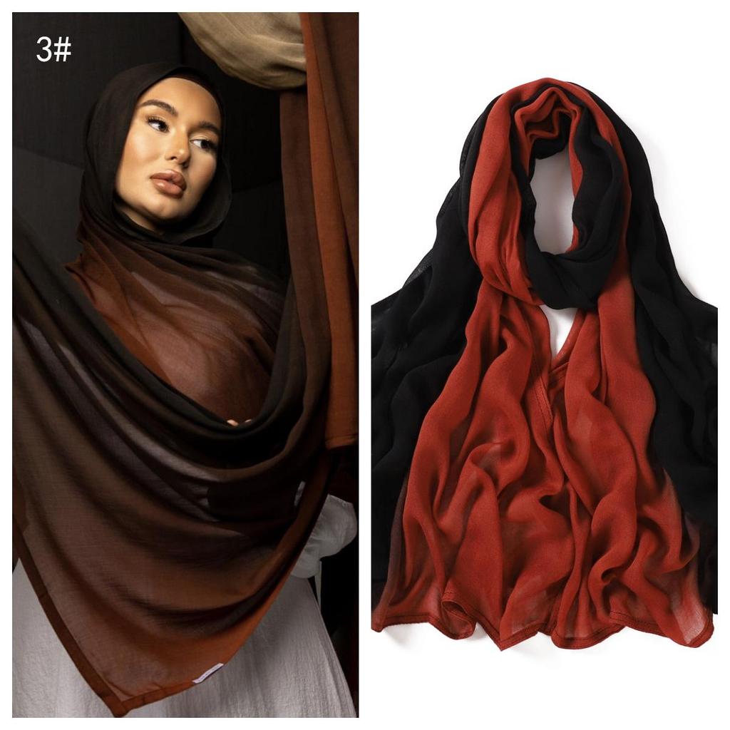 Hand-Painted Gradient Wide-Edge Rayon Scarf and Shawl