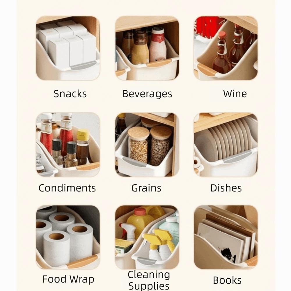 2pcs Anti-slip Under Sink Organizer Space Saving Snack Seasoning Basket Curved Storage Box Bathroom