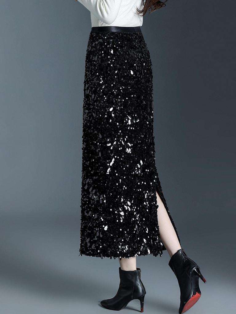 Sequined High-Waisted Slit Pencil Skirt - Winter 2025 Collection