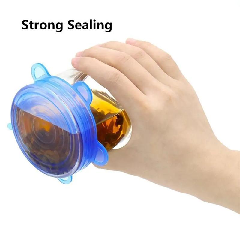 Набор из 6 предметов: эластичные силиконовые крышки для сохранения свежести — фото 3