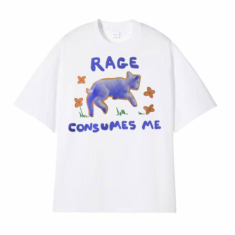 Rage Consumes Me Funny Lamb Unisex Tshirts Unisex Women Vintage Oversized Tshirt Summer Casual Classic 100 Cotton ONeck T Shirt