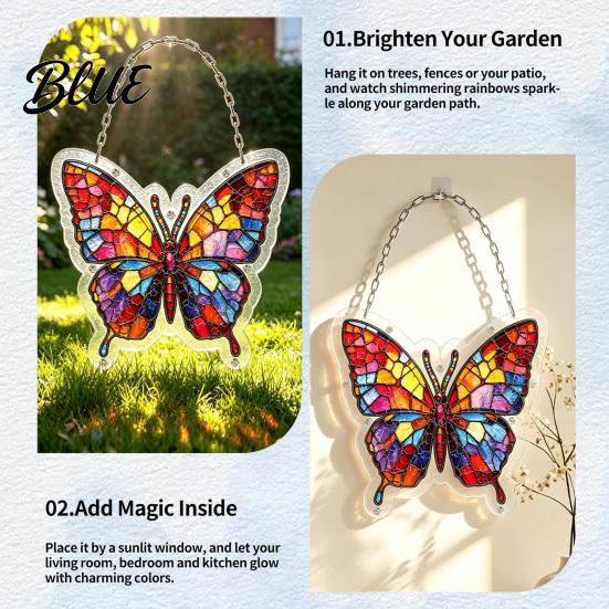 Window Hanging Decoration Acrylic Puzzle Butterfly Suncatcher for Window Stained Glass Jigsaw Decorative Ornament Indoor Outdoor