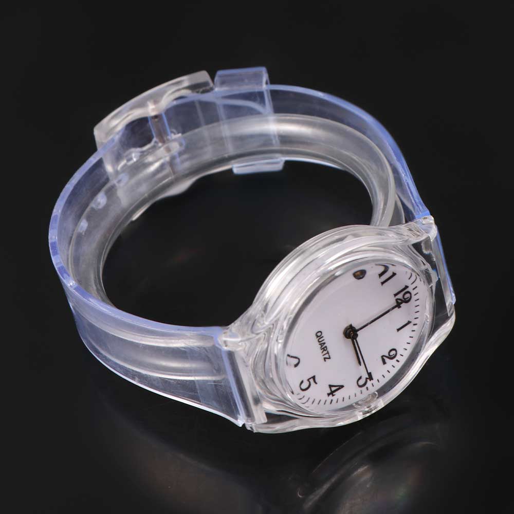 Good Sport Band PVC New Women Transparent Analog Stainless Steel Wrist Watch Watches Quartz