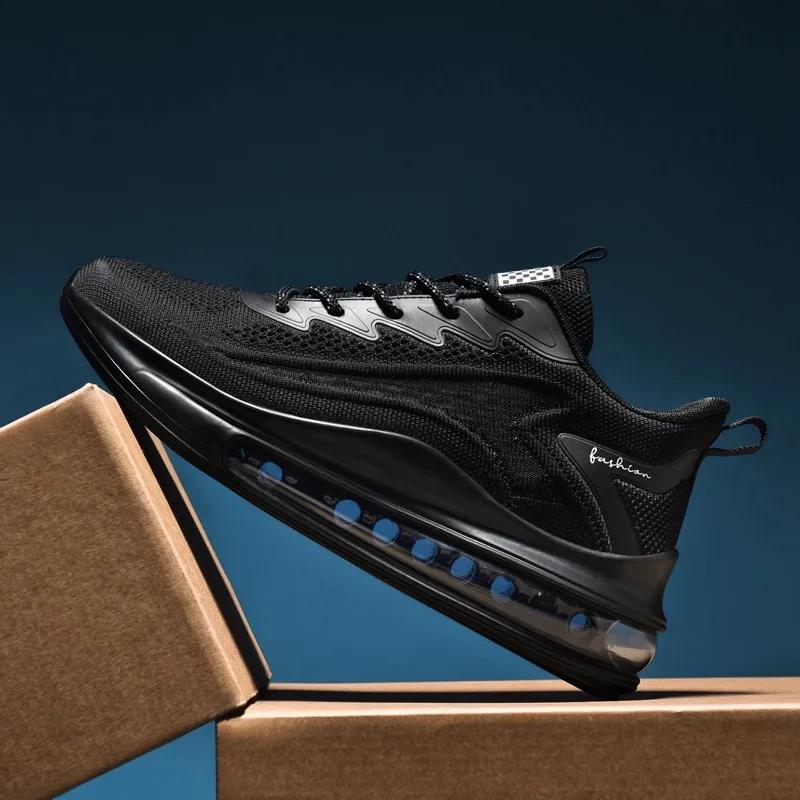 Wiosna i Jesień Nowe Męskie Casualowe Buty do Biegania z Poduszką Powietrzną Lekkie Siateczkowe Buty Casualowe Antypoślizgowe Amortyzujące Buty Sportowe