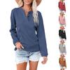 Fall Winter New Women's V Neck Solid Color Long Sleeve T-shirt Top, European American Style Casual Blouse for Crossborder