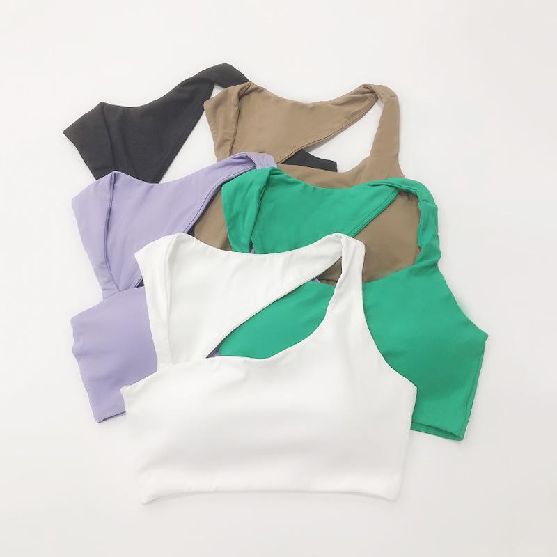 Damen Europäisch & Amerikanisch Grenzüberschreitend Yoga Laufen Sport Nackt Fühlen Westenstil Fitness Trainings Top BH