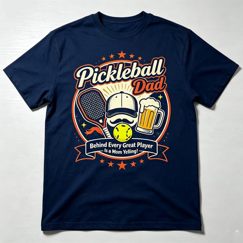 Pickleball Dad Behind Every Great Player Is A Mom Yelling Vintage Graphic T Shirt Unisex Casual Cotton Short Sleeve Tops Funny Gift