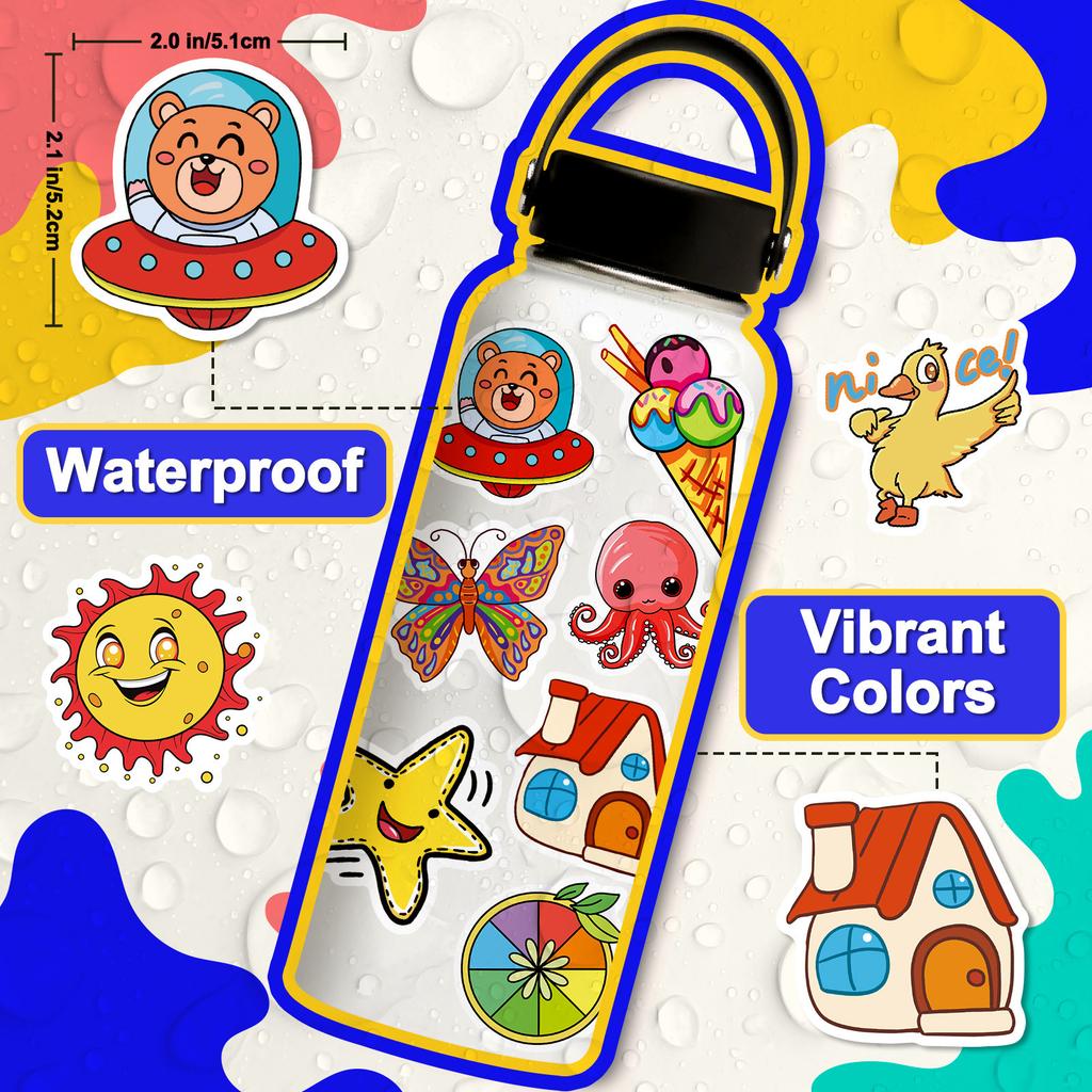50-300 Cartoon Cute Children's Animals Doodle Stickers Stationery Stickers