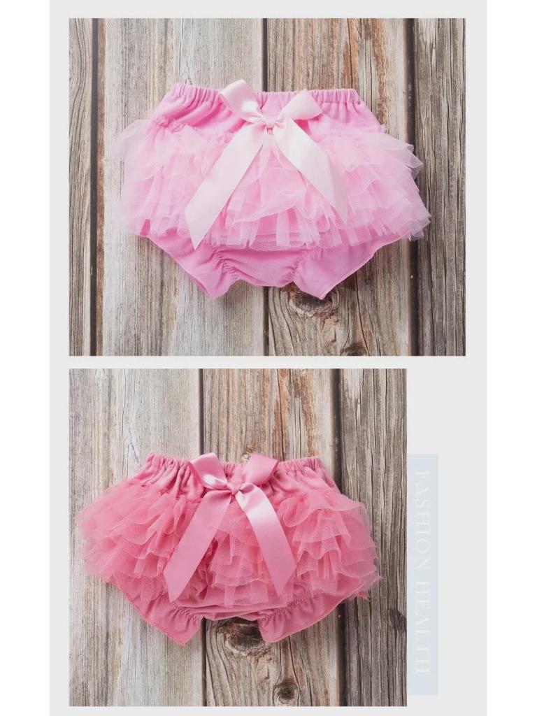 Nowe dwustronne spodenki z welonem dla dziewczynki i kokardą - stylowa spódnica z siateczki w jednolitym kolorze