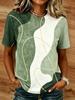 Women's Regular Fit Geometric Abstract Print T-Shirt Crew Neck Short Sleeve Classic Stylish Casual Tops Daily Wear