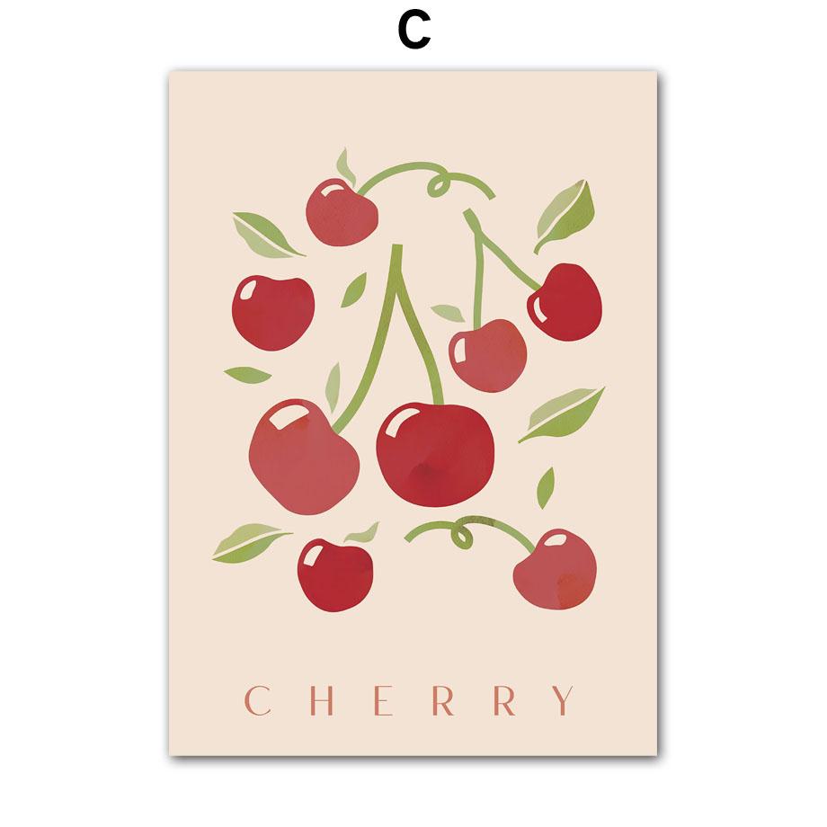 Grapefruit Raspberry Cherry Banana Lemon Posters And Prints Canvas Painting Nordic Wall Art Pictures For Kitchen Room Decor