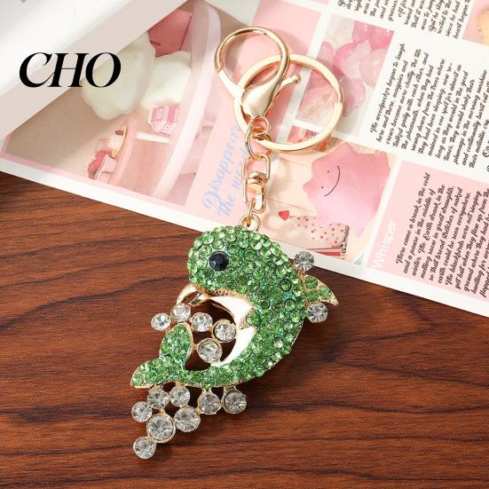 Wear-resistant Keychain Rhinestone Dolphin Sparkling Sea Animal Car Key Ring Holder Backpack Purse Handbag Charm Christmas Birthday Gifts for