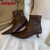 Mode Damen Niedrigabsatzschuhe Damen Knöchel Stretch Stiefel Reißverschlüsse Mode Spitzschuh Damen Kurz Moderne Stiefel Pumps Schuhe