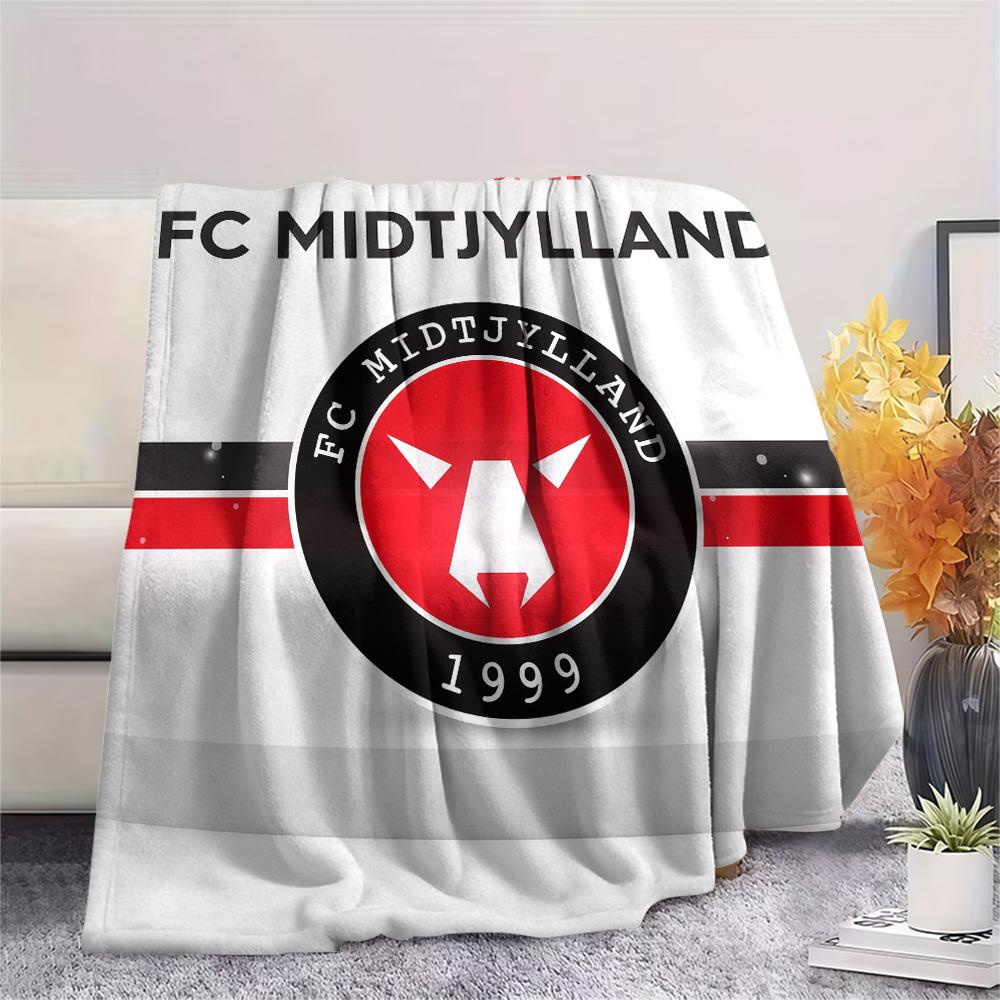 FC Midtjylland Flanelldecke mit Aufdruck, Hohe Qualität, Bequem für alle Jahreszeiten, Heimdekoration, Wärme und Komfort
