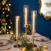 3-piece Elegant Metal and Glass Candle Holder Set for Weddings, Parties and Romantic Dining Decorations (candles Not Included)