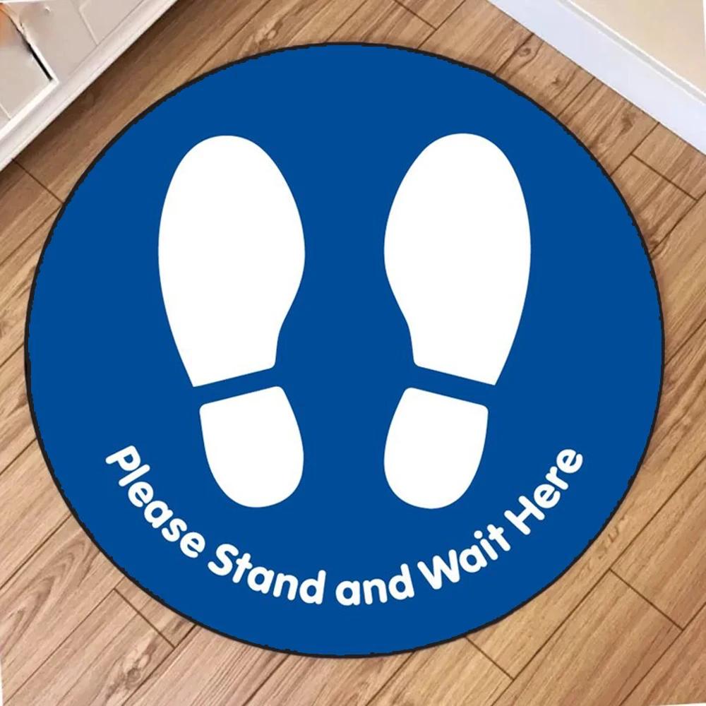 Footprint Logo Teppich Runder Teppich Cartoon Muster Bereichsteppiche Runder Bodenmatte Wohnzimmer Badezimmer Küche Teppichmatten Fußmatte